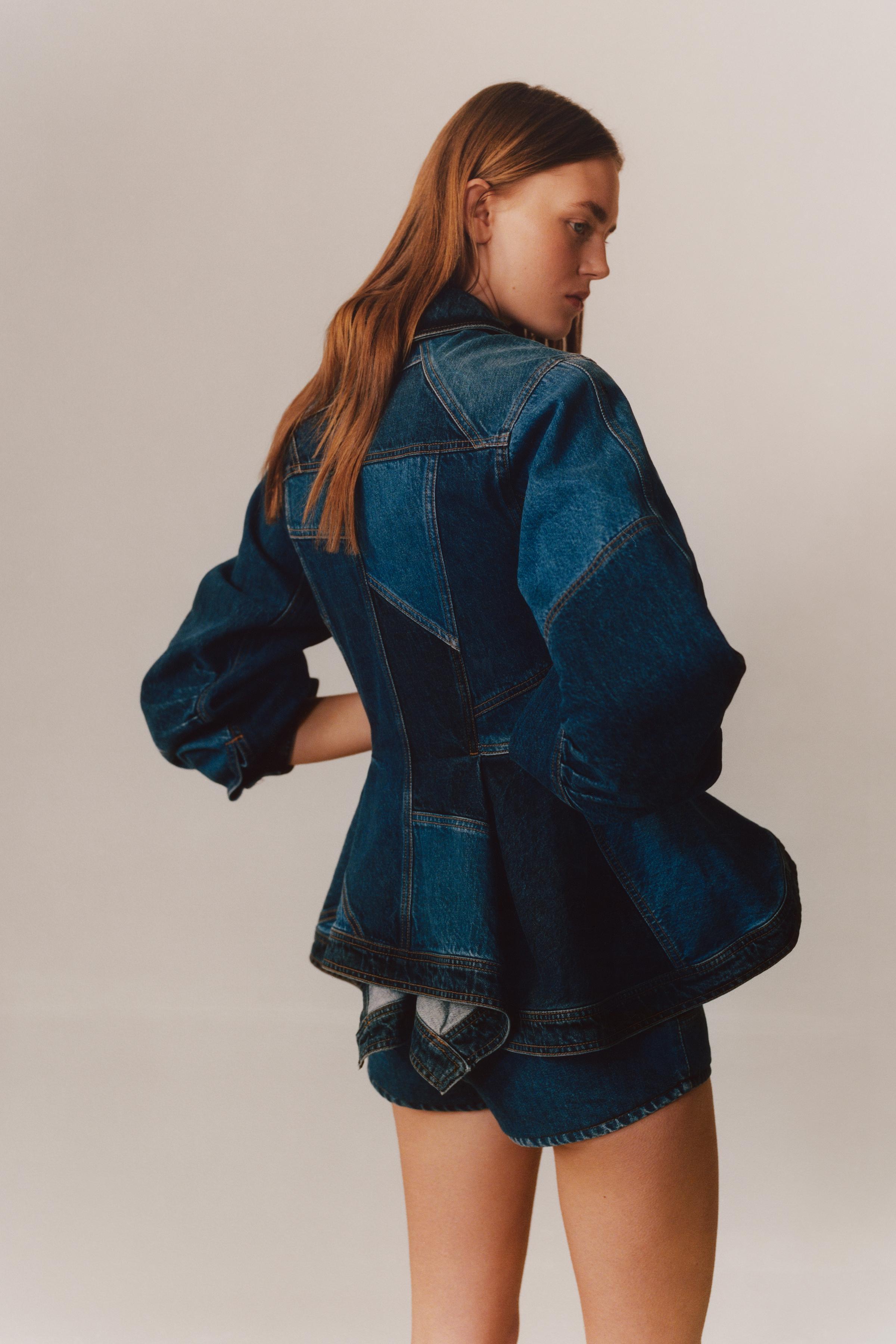 LIMITED EDITION PATCHWORK PEPLUM DENIM JACKET